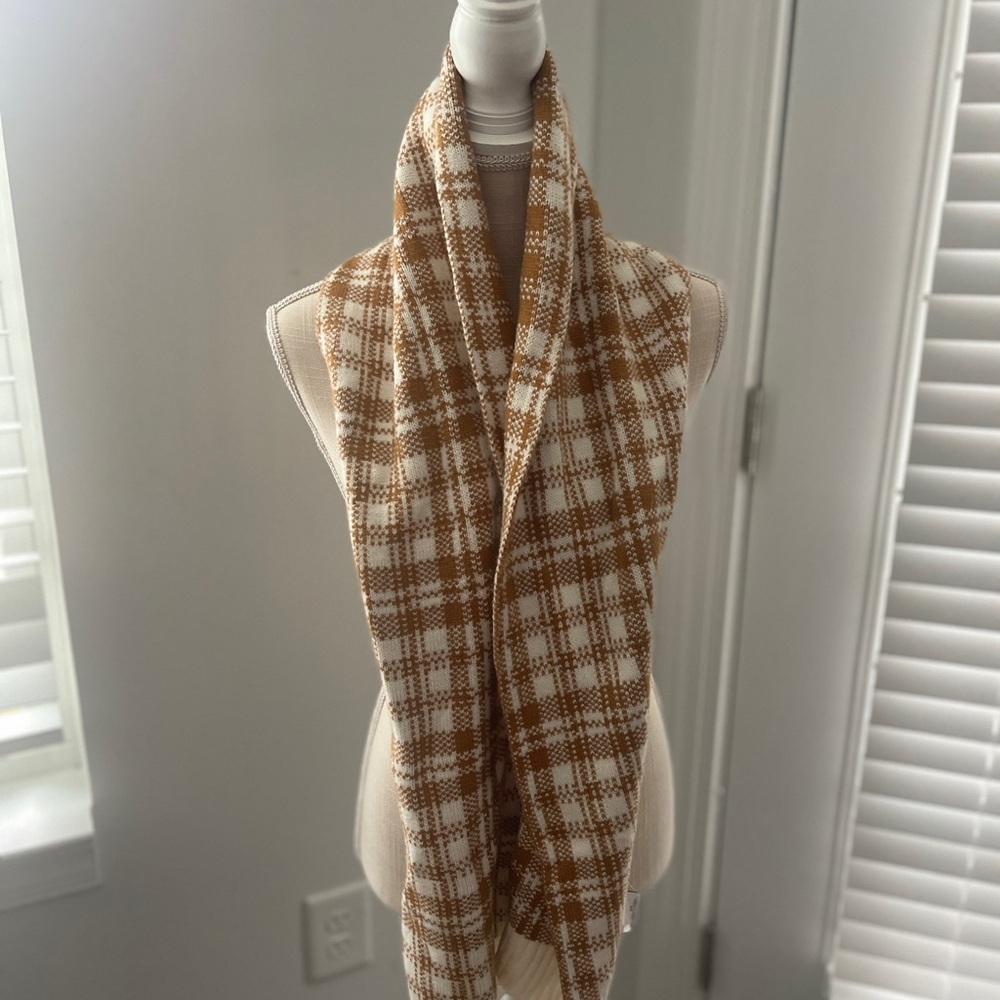 Timberland Brown and Cream Plaid Scarf
